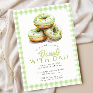 Convite Donuts Com o Papai Evento Escolar Xadrez Verde