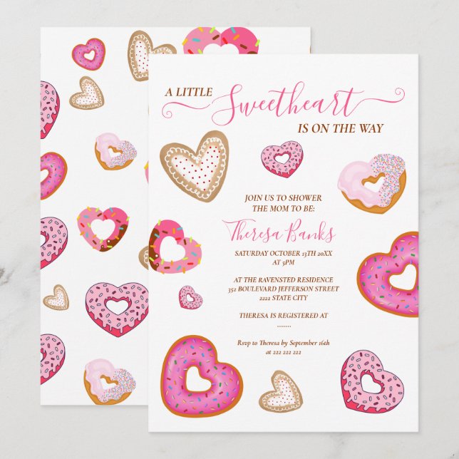 Convite Donuts de valentine do pequeno amorzinho (Frente/Verso)