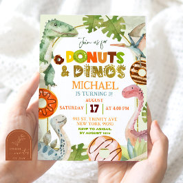 Convite Donuts e Dinossauros do Menino Dinossauro Festa de