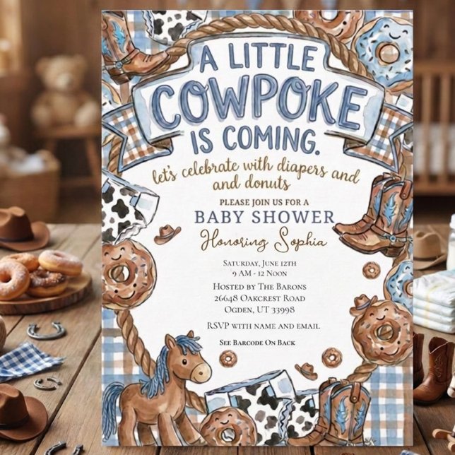 Convite Donuts E Fraldas Cowboy  (Criador carregado)
