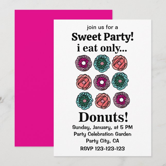 Convite Donuts Eu Como Apenas Donuts (Frente/Verso)