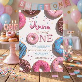 Convite donuts fofos de 1º aniversário