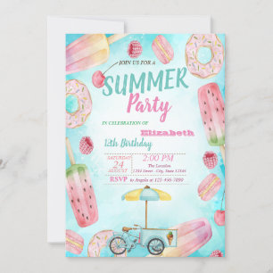 Convite Donuts,Macarons,Sorvete Bicicleta Festa de Anivers