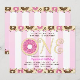 Convite Donuts Rosa Marrom com Confeitos Festa de Aniversá