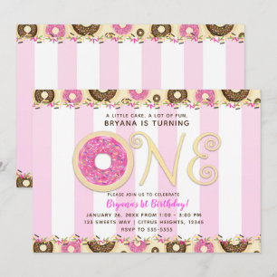 Convite Donuts Rosa Marrom com Confeitos Festa de Aniversá