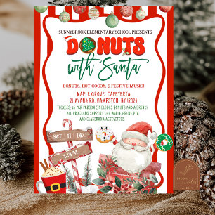 Convite Donuts Verdes e Vermelhos com Papai Noel