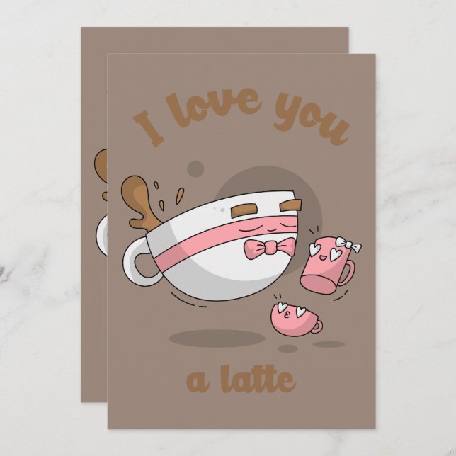 Convite Doodle Art Latte Art Coffee Cute Cartoon Art (Frente/Verso)