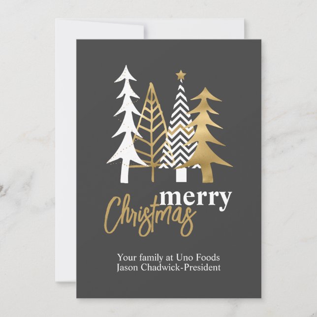 Convite Doodle Art Trees Cinza Natal (Frente)
