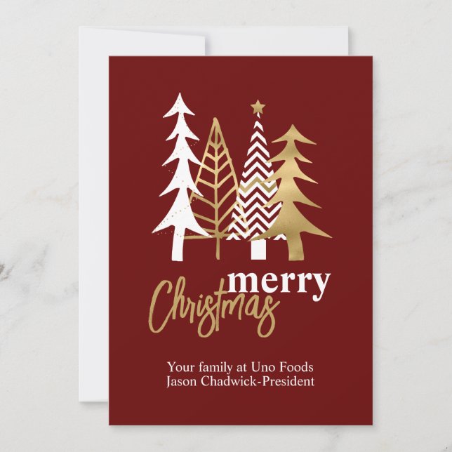 Convite Doodle Art Trees Red Company Natal (Frente)