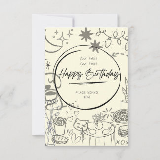 Convite Doodle Birthday Invitation - Cute & Cozy