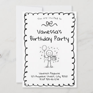Convite Doodle Birthday Invitation- Stick Figure Invite
