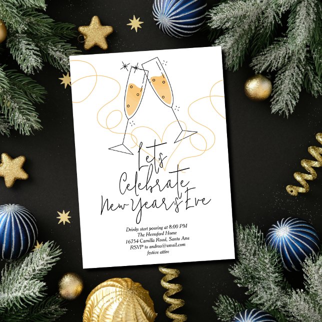 Convite Doodle Celebration New Year's Eve (Criador carregado)