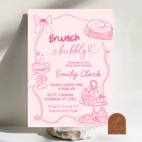 Doodle Desenhado à Mão Rosa Brunch e Borbulhante