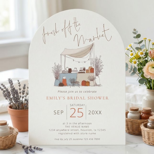 Convite Doodle Fresh off the Market Sage Bridal Shower (Criador carregado)