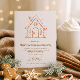 Convite Doodle Gingerbird House Decorando o Natal