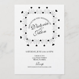 Convite Doodle Hearts Frame Script Wedding