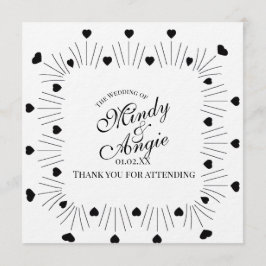 Convite Doodle Hearts Frame Script Wedding