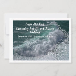 Convite Doodle hearts, ocean photo, and love