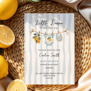 Convite doodle limãozinho cítrico baby shower caprichoso