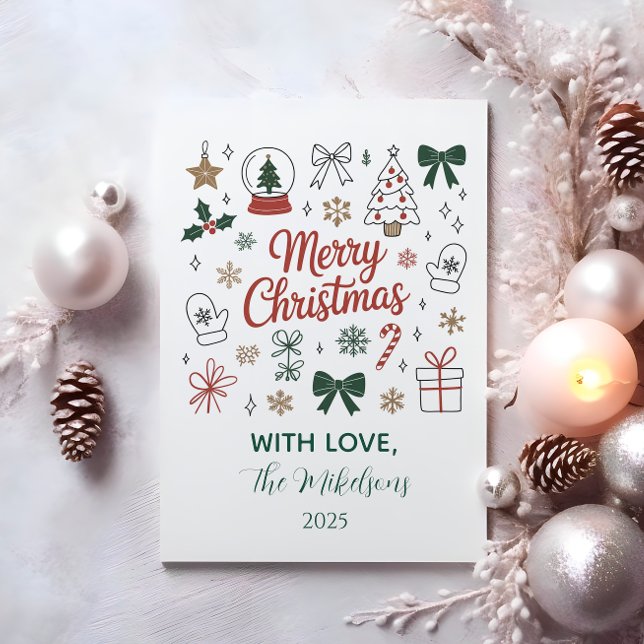 Convite Doodle Line Art Christmas (Criador carregado)