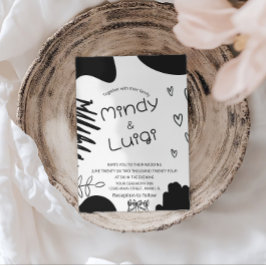 Convite Doodle Organic Shapes Script Wedding