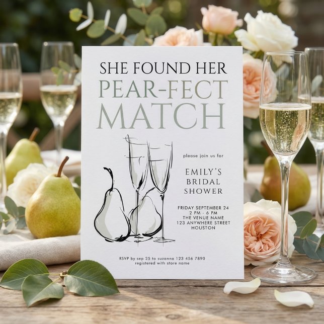 Convite Doodle Pear-fect Match Bridal Shower (Criador carregado)