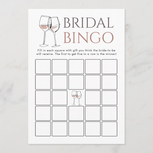 Convite Doodle Wine Bingo Bridal Shower Game card (Frente)