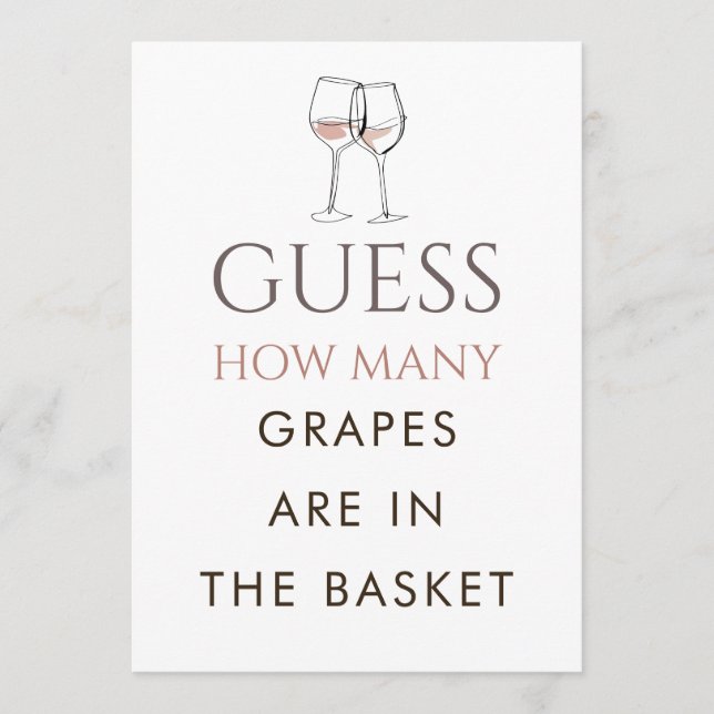 Convite Doodle Wine Guess How Many Game Bridal Shower Card (Frente)
