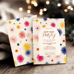 Convite Doodles, Festa de Abstrato de Ano Novo Desenhada à
