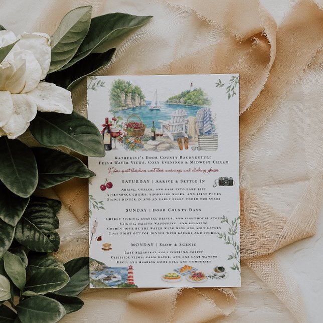Convite Door County Bachelorette Weekend Itinerary  (Criador carregado)