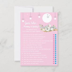 Convite Dormindo Jogo Do Chá de fraldas Koala Adivinha Que