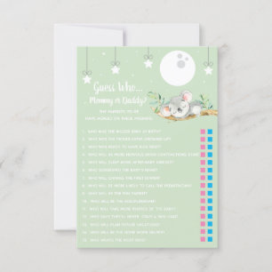 Convite Dormindo Jogo Do Chá de fraldas Koala Adivinha Que