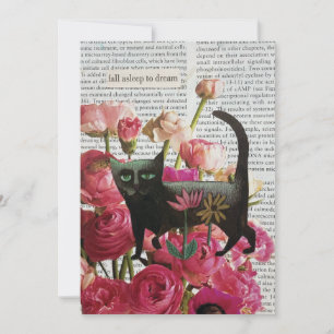 Convite Dormir para Sonhar Flores Rosa Quentes de Gato Pre