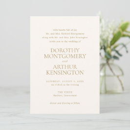 Convite Dorothy Ivory e Dourado Casamento Elegante