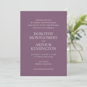 Convite Dorothy Purple Elegant Wedding