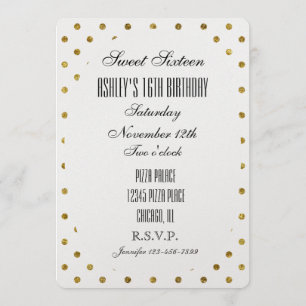 Convite Dotos Glam Dourados Chic Sweet 16