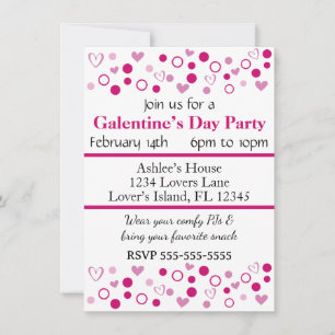 Convite Dots Hearts Galentine ou Partido Dia de os namorad