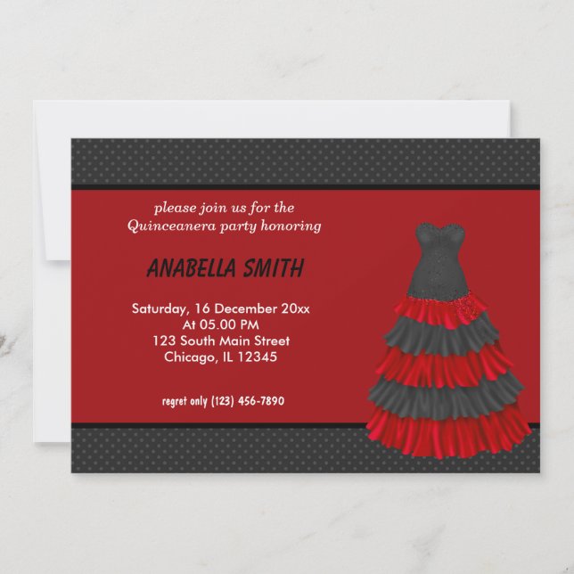 Convite Dots Sweet Quinceanera (Frente)