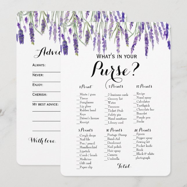 Convite Double Face - 2 Jogos de Chuveiro de Noiva Bolsa | (Frente/Verso)