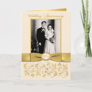 Convite Double Photo 60th Anniversary Invitation Card