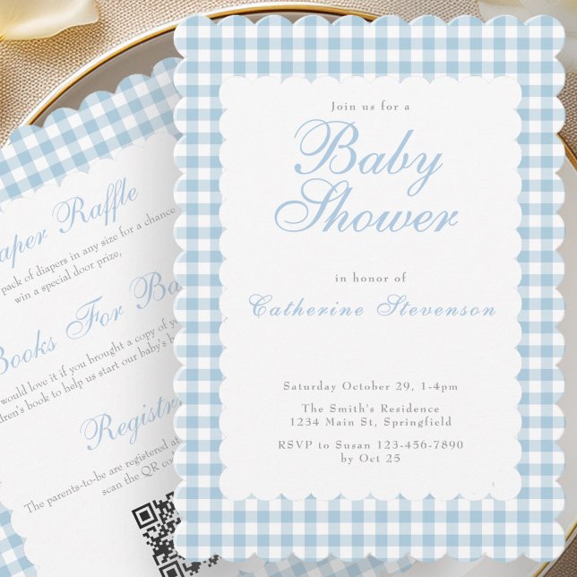 Convite Double Sided Dusty Blue Baby Shower Invitation (Criador carregado)