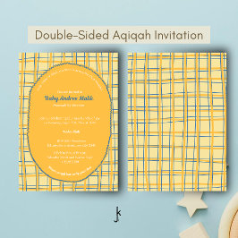 Convite Double-Sided Light Yellow Bright Plaid Hand-Drawn