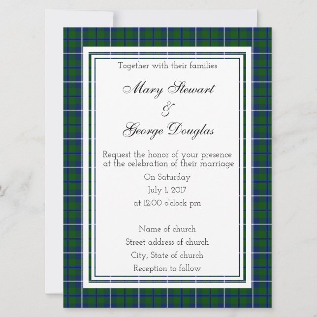 Convite Douglas Scottish Wedding Invitation (Frente)
