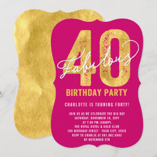 Convite Dourada 40 e fabulosa aniversário de 40 anos de Fe