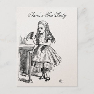 Convite DOURADA Alice no Aniversário do Tea Party em Wonde