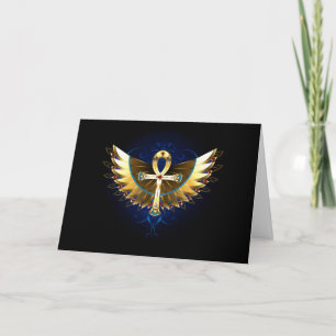 Convite Dourada Ankh com Asas