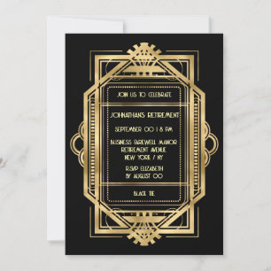 Convite Dourada aposentadoria negra Foto de despedida corp