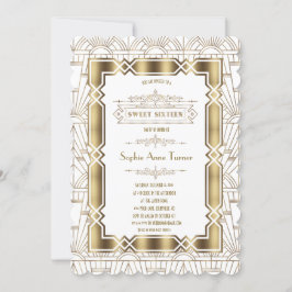 Convite Dourada Arte Branca Deco Gatsby Estilo 20s Sweet 1