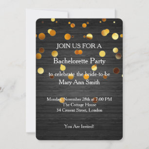 Convite Dourada Bachelorette de Madeira Confetti Sparkles