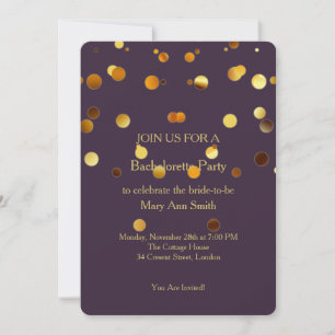 Convite Dourada Bachelorette Vermelha Confetti Sparkles